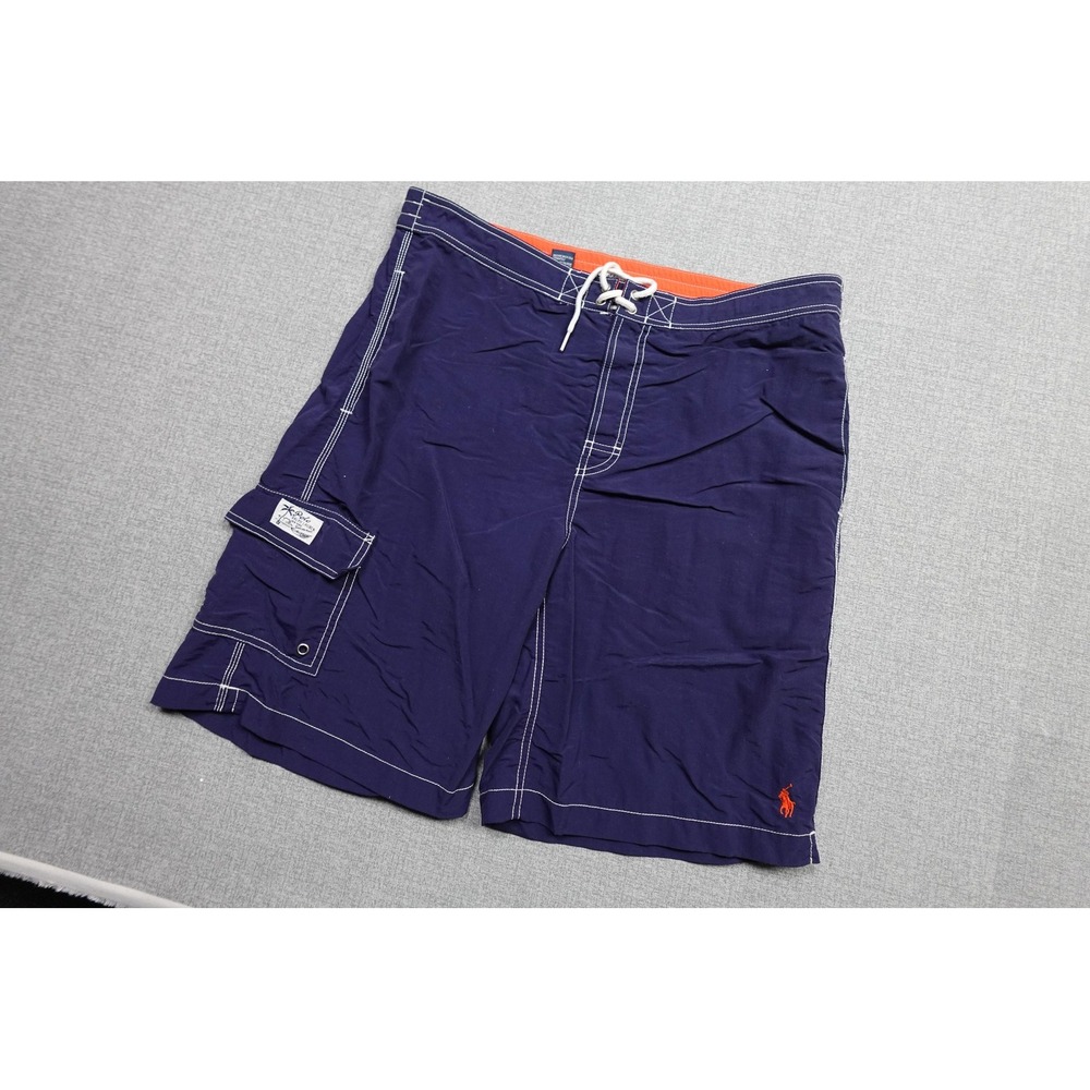 Vintage Polo Ralph Lauren Board Shorts Mens Medium Blue Swim Trunks Cargo